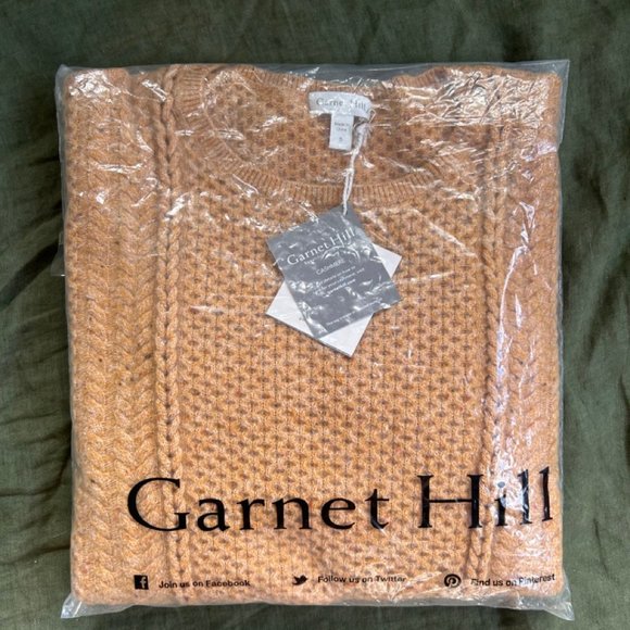 NEW with Tags Garnet Hill Cashmere sweater Pumpkin Tan Donegal - Picture 6 of 7